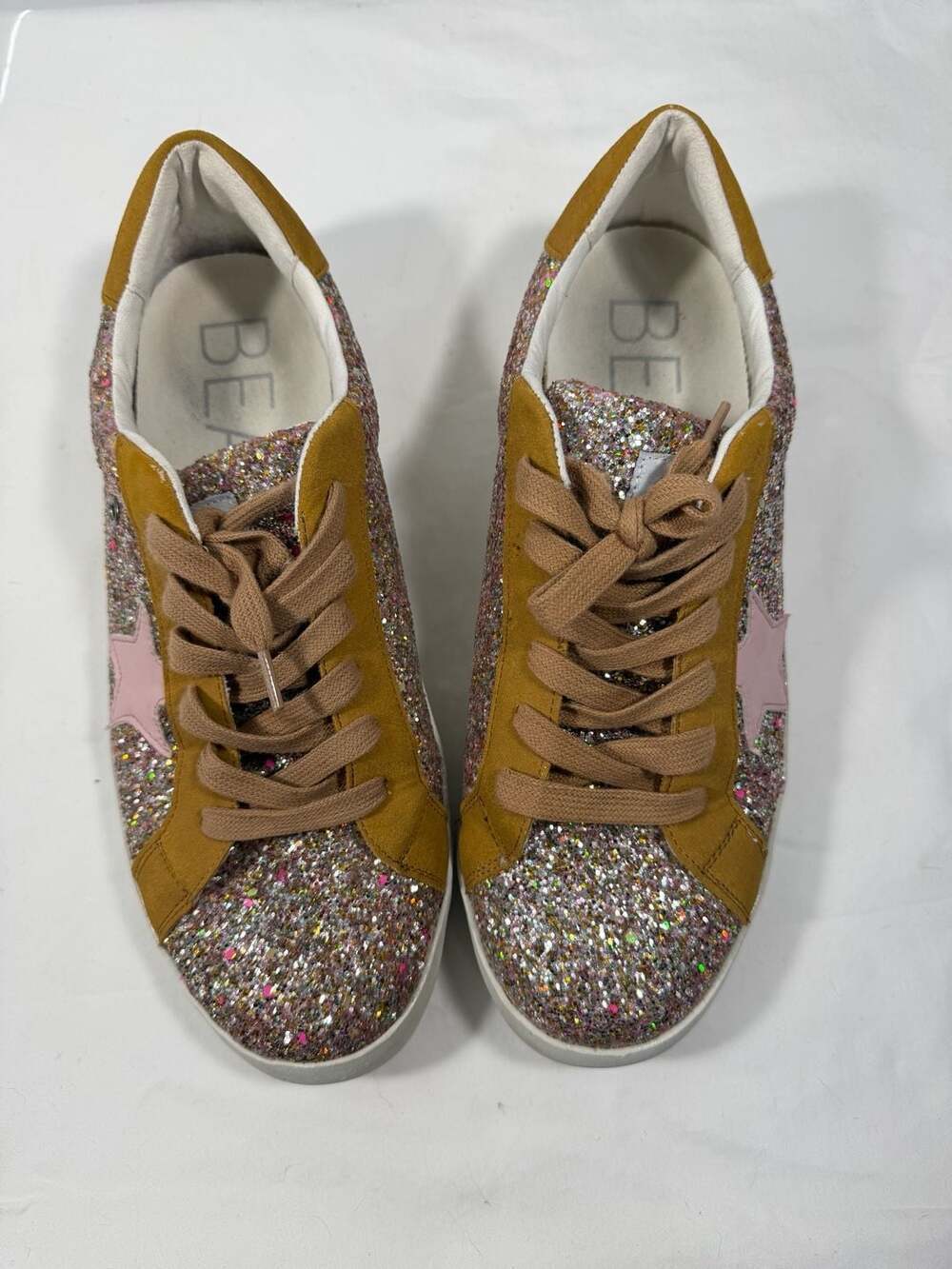 Beach by Matisse Melody Glitter Star Sneakers Women's 10M Gold Multi